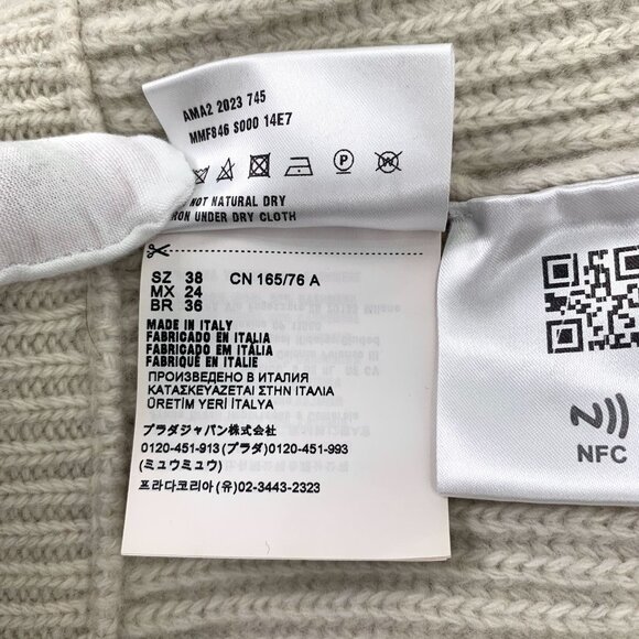 Miu Miu Womens Apricot Wool & Cashmere Blend Zipper Knit Coat With Logo Embroide - Picture 6 of 8